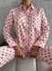 Сатиновая Женская Пижама Молочного цвета (Рубашка с длинным рукавом+Штаны) 001170 001170 фото 4