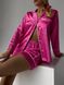 Сатиновая Женская Пижама Комплект Рубашка с Коротким Рукавом Розовый Цвет (001099) 001099 фото 4