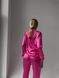 Сатиновая Женская Пижама Комплект Розового Цвета (Рубашка с длинным рукавом + Брюки) 001094 001094 фото 4