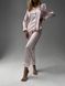 Сатиновая Женская Пижама Комплект Цвета Пудры (Рубашка с длинным рукавом + Брюки) 001097 001097 фото 1