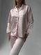 Сатиновая Женская Пижама Комплект Цвета Пудры (Рубашка с длинным рукавом + Брюки) 001097 001097 фото 3