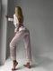Сатиновая Женская Пижама Комплект Цвета Пудры (Рубашка с длинным рукавом + Брюки) 001097 001097 фото 2