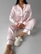 Сатиновая Женская Пижама Цвета Пудры (Рубашка с длинным рукавом+Штаны) 001168 001168 фото 2