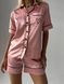 Сатиновая Женская Пижама Комплект Рубашка с Коротким Рукавом Розового Цвета (001103) 001103 фото 5