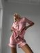 Сатиновая Женская Пижама Комплект Рубашка с Коротким Рукавом Розового Цвета (001103) 001103 фото 3