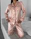 Сатиновая Женская Пижама Комплект Пудрового Цвета (Рубашка с длинным рукавом+Штаны) 001192 001192 фото 2