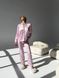 Сатиновая Женская Пижама Розовая в полоску (Рубашка с длинным рукавом+Штаны) 001172 001172 фото 4