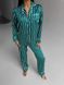 Сатинова Жіноча Піжама Зеленого кольору (Сорочка з довгим рукавом+Штани) 001174 001174 фото 4