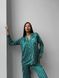 Сатинова Жіноча Піжама Зеленого кольору (Сорочка з довгим рукавом+Штани) 001174 001174 фото 7