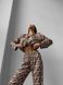 Сатиновая Женская Пижама Комплект Бежевого Цвета (Рубашка с длинным рукавом + Брюки) 001188 001188 фото 1