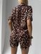 Сатиновая Женская Пижама Комплект Рубашка с Коротким Рукавом Принта Леопард (001104) 001104 фото 4