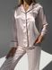 Сатиновая Женская Пижама Комплект Рубашка с Длинным Рукавом Розовый с Белым Цветом (001127) 001127 фото 3