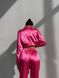 Сатиновая Женская Пижама Розового цвета (Рубашка с длинным рукавом+Штаны) 001176 001176 фото 3
