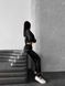 Сатиновая Женская Пижама Черного цвета (Рубашка с длинным рукавом+Штаны) 001177 001177 фото 3