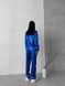 Сатиновая Женская Пижама Комплект Синего Цвета (Рубашка с длинным рукавом + Брюки) 001190 001190 фото 6