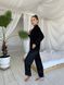 Тепла Бавовняна Жіноча Піжама Комплект Сорочка з довгим рукавом чорного кольору (001148) 001148 фото 4