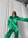 Сатиновая Женская Пижама Комплект Зеленого Цвета (Рубашка с длинным рукавом + Брюки) 001191 001191 фото 3
