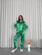 Сатиновая Женская Пижама Комплект Зеленого Цвета (Рубашка с длинным рукавом + Брюки) 001191 001191 фото 4