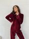 Тепла Бавовняна Жіноча Піжама Комплект Сорочка з довгим рукавом бордового кольору (001145) 001145 фото 1