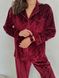 Тепла Бавовняна Жіноча Піжама Комплект Сорочка з довгим рукавом бордового кольору (001145) 001145 фото 4