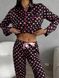 Сатиновая Женская Пижама Темного цвета (Рубашка с длинным рукавом+Штаны) 001169 001169 фото 1