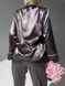 Сатинова Жіноча Піжама Комплект Комплект Сорочка з довгим рукавом сірого кольору (001122) 001122 фото 4